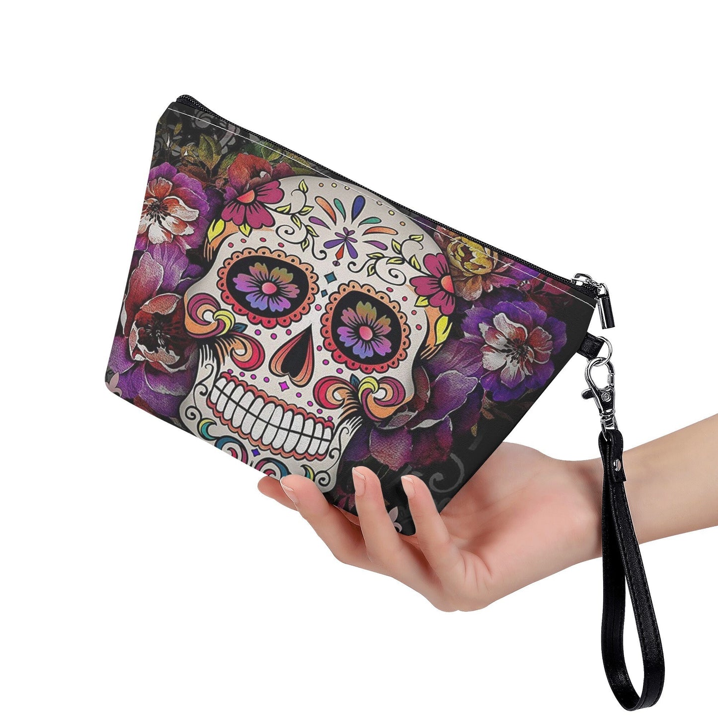 Candy skull crossbody bag, sugar skull girl cosmetic wallet, mexico handbag, sugar skull messenger bag, candy sugar skull purse wallet set