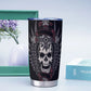 Wings skull travel mug, skull beer mug, motorcycle skull tumbler cup mug, goth jumbo Mug, skull reaper freezer Mug, skull in fire tumblr mug