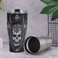 Wings skull travel mug, skull beer mug, motorcycle skull tumbler cup mug, goth jumbo Mug, skull reaper freezer Mug, skull in fire tumblr mug