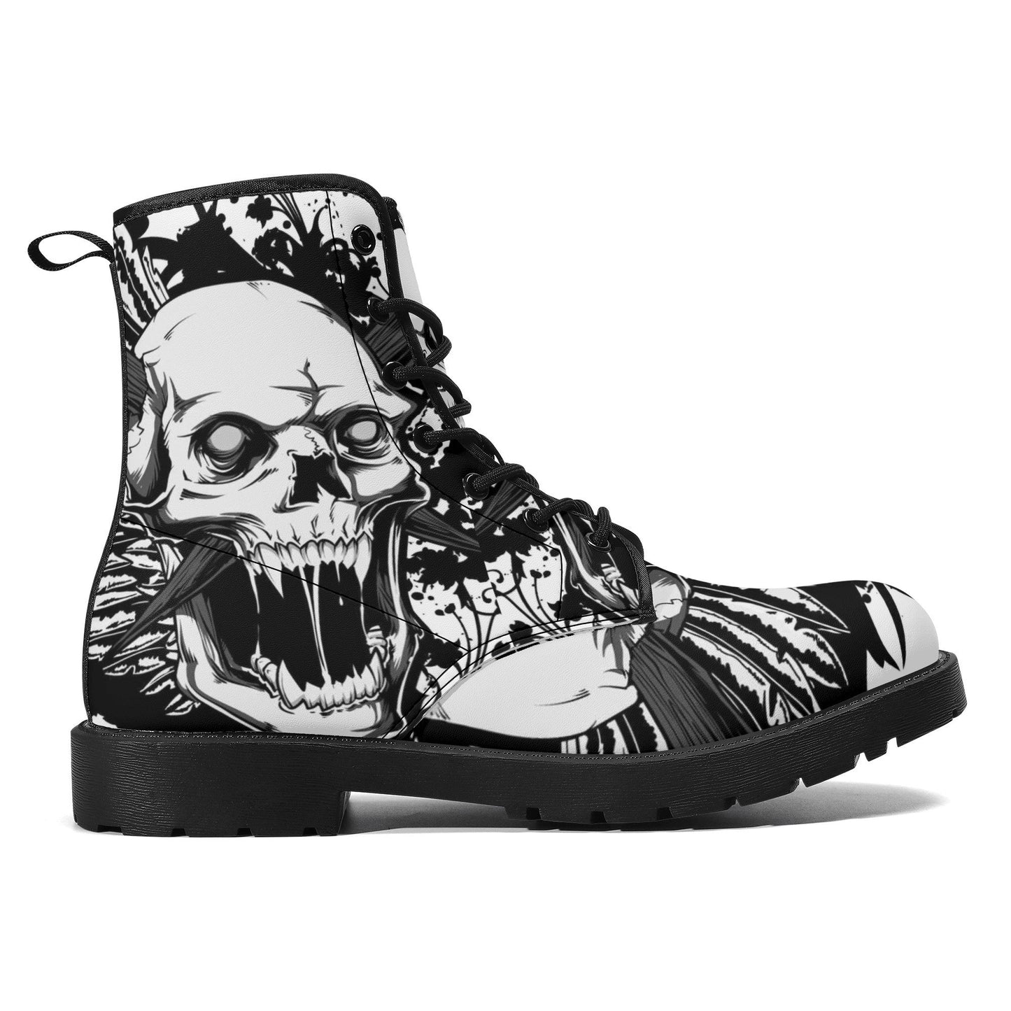 Horror waterproof Lace Up Anti-Slip platform nooties, skeleton waterproof shoes, christmas skull fashion leather boots skeleton unisex boots