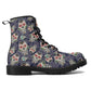 Floral sugar skull men women shoes, day of the dead fashion leather boots, floral skull ankle Boots, cinco de mayo skull boots, floral skull