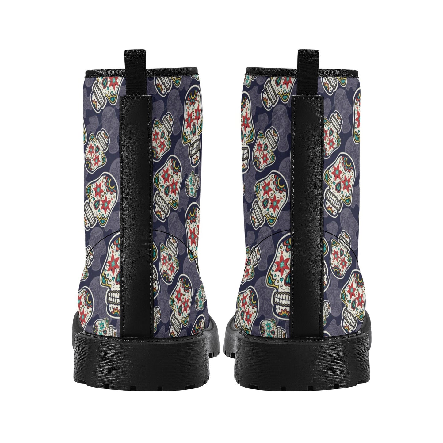 Floral sugar skull men women shoes, day of the dead fashion leather boots, floral skull ankle Boots, cinco de mayo skull boots, floral skull