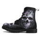 Goth fashion leather boots, flame skull boots, biker skull boots for men women, evil ankle booties, skeleton ankle Boots, gothic skull boots