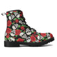 Floral skull unisex shoes, grim reaper unisex shoes, biker skull waterproof boot, rose skull waterproof boot, death skull waterproof boots