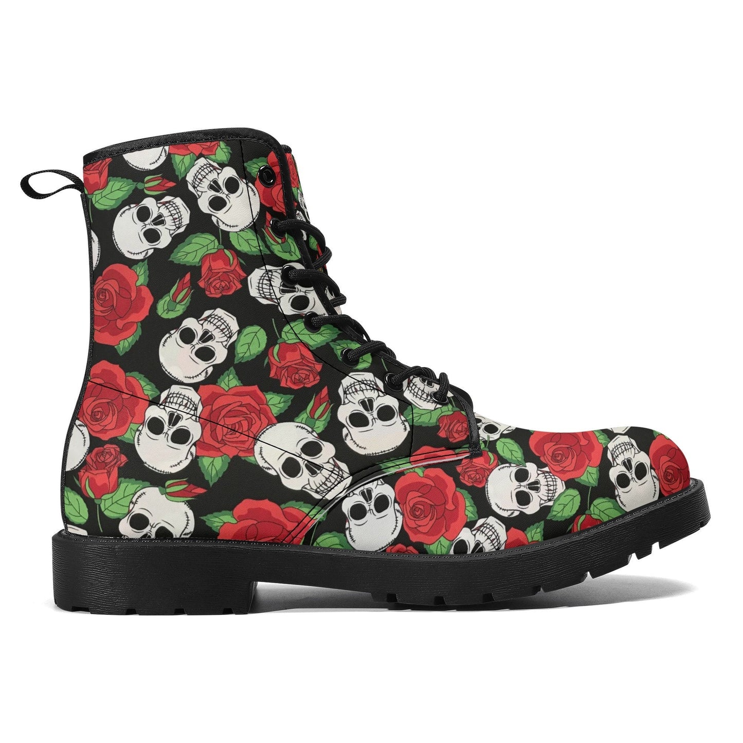 Floral skull unisex shoes, grim reaper unisex shoes, biker skull waterproof boot, rose skull waterproof boot, death skull waterproof boots