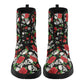 Floral skull unisex shoes, grim reaper unisex shoes, biker skull waterproof boot, rose skull waterproof boot, death skull waterproof boots