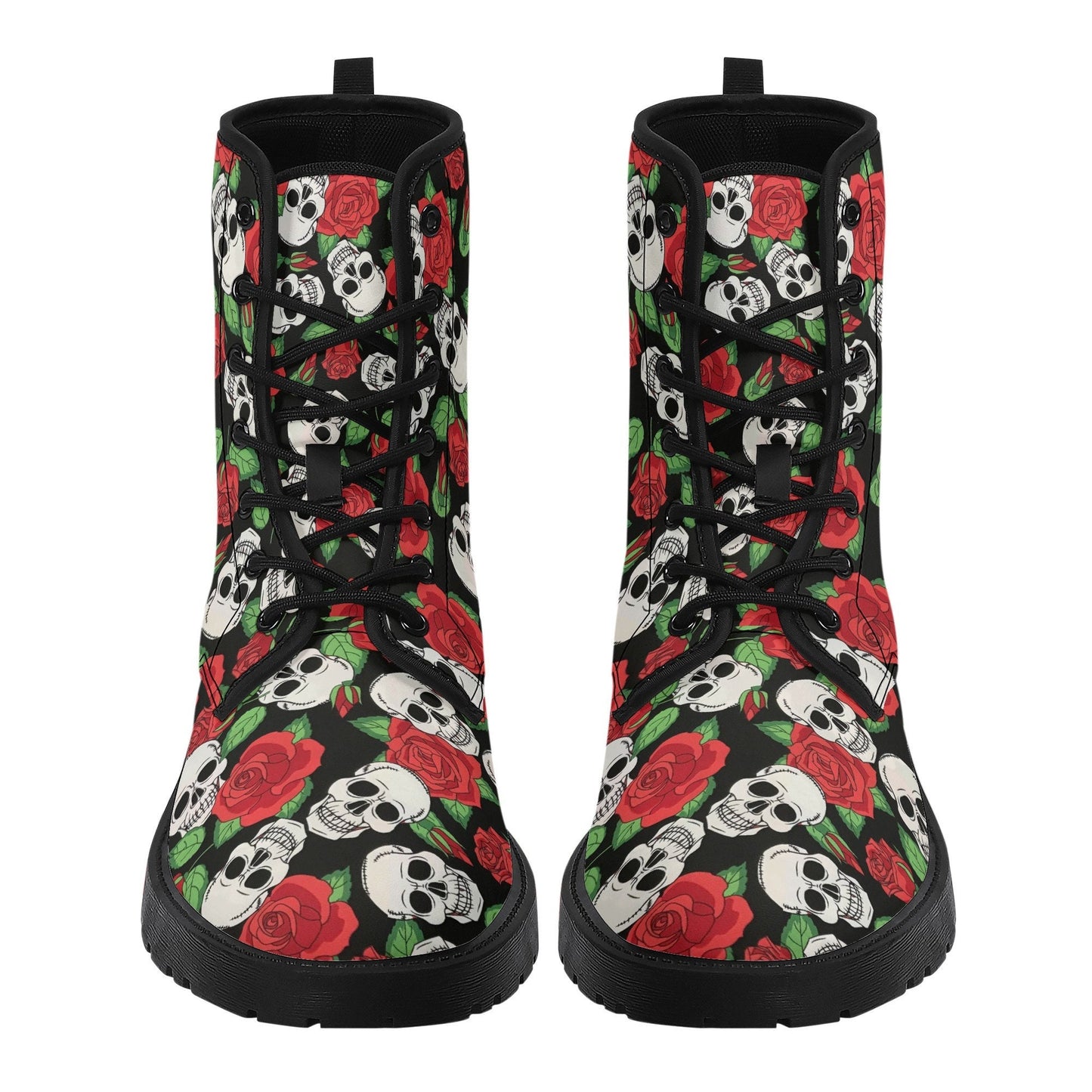 Floral skull unisex shoes, grim reaper unisex shoes, biker skull waterproof boot, rose skull waterproof boot, death skull waterproof boots
