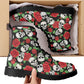 Floral skull unisex shoes, grim reaper unisex shoes, biker skull waterproof boot, rose skull waterproof boot, death skull waterproof boots