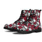 Floral skull combat boots, flame skull men women boots, grim reaper waterproof boot, skull in fire ankle Boots, gothic skull boots shoes