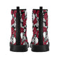 Floral skull combat boots, flame skull men women boots, grim reaper waterproof boot, skull in fire ankle Boots, gothic skull boots shoes