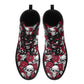 Floral skull combat boots, flame skull men women boots, grim reaper waterproof boot, skull in fire ankle Boots, gothic skull boots shoes