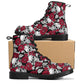 Floral skull combat boots, flame skull men women boots, grim reaper waterproof boot, skull in fire ankle Boots, gothic skull boots shoes