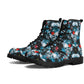 Flower skull ankle booties, christmas skull ankle booties, flame skull winter boots, floral skull unisex shoes, rose skull ankle Boots shoes