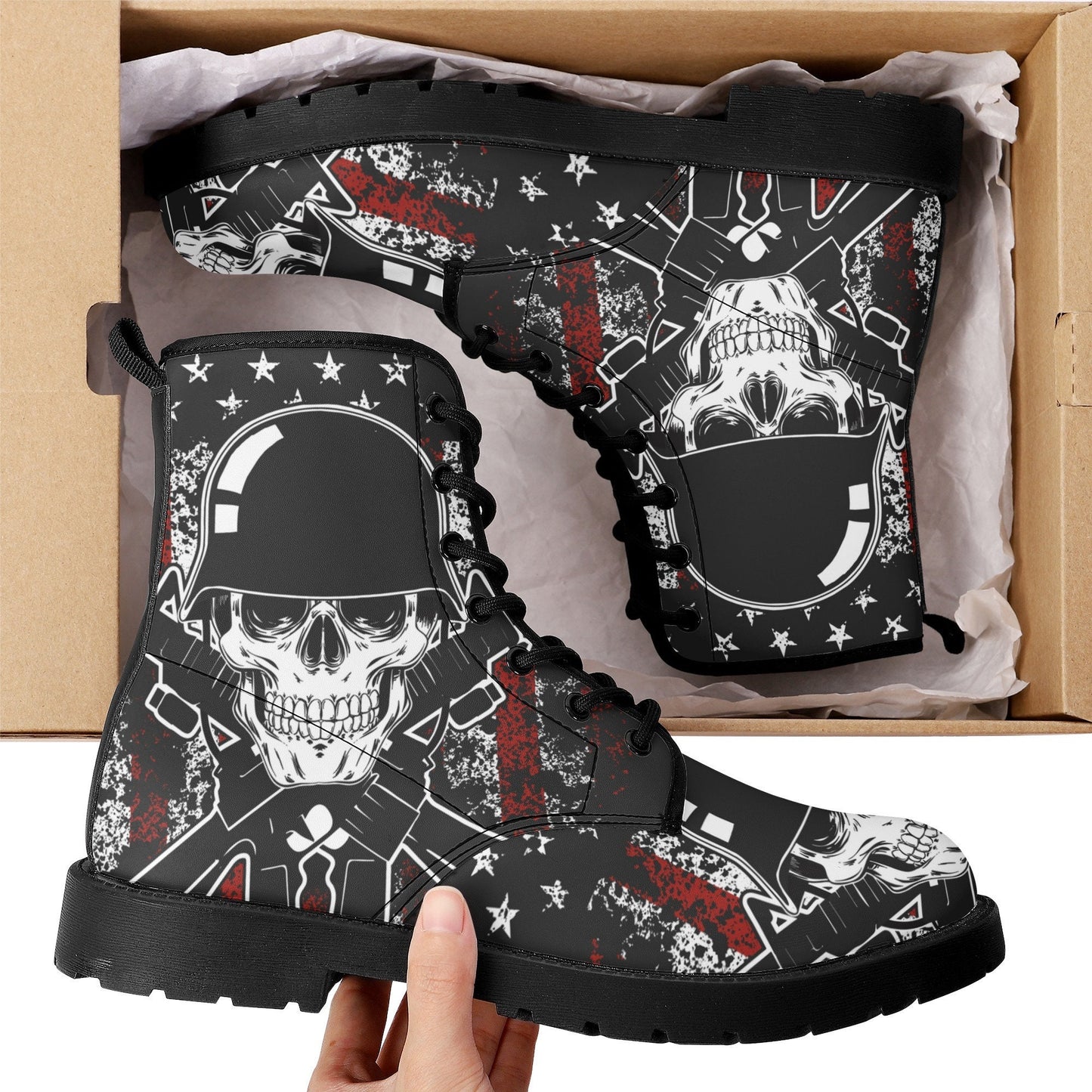 Military skull unisex shoes, biker skull fashion leather boots death skull fashion leather boots, Soldiers skull fashion leather boots shoes