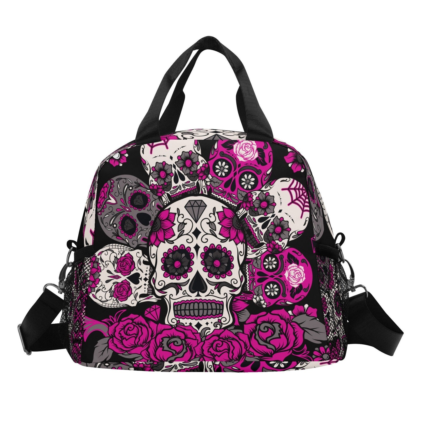 Sugar skull lunch bag, day of the dead lunch bag, rose skull lunch box calaveras lunch bag, day of the dead lunch bag, candy skull lunch bag