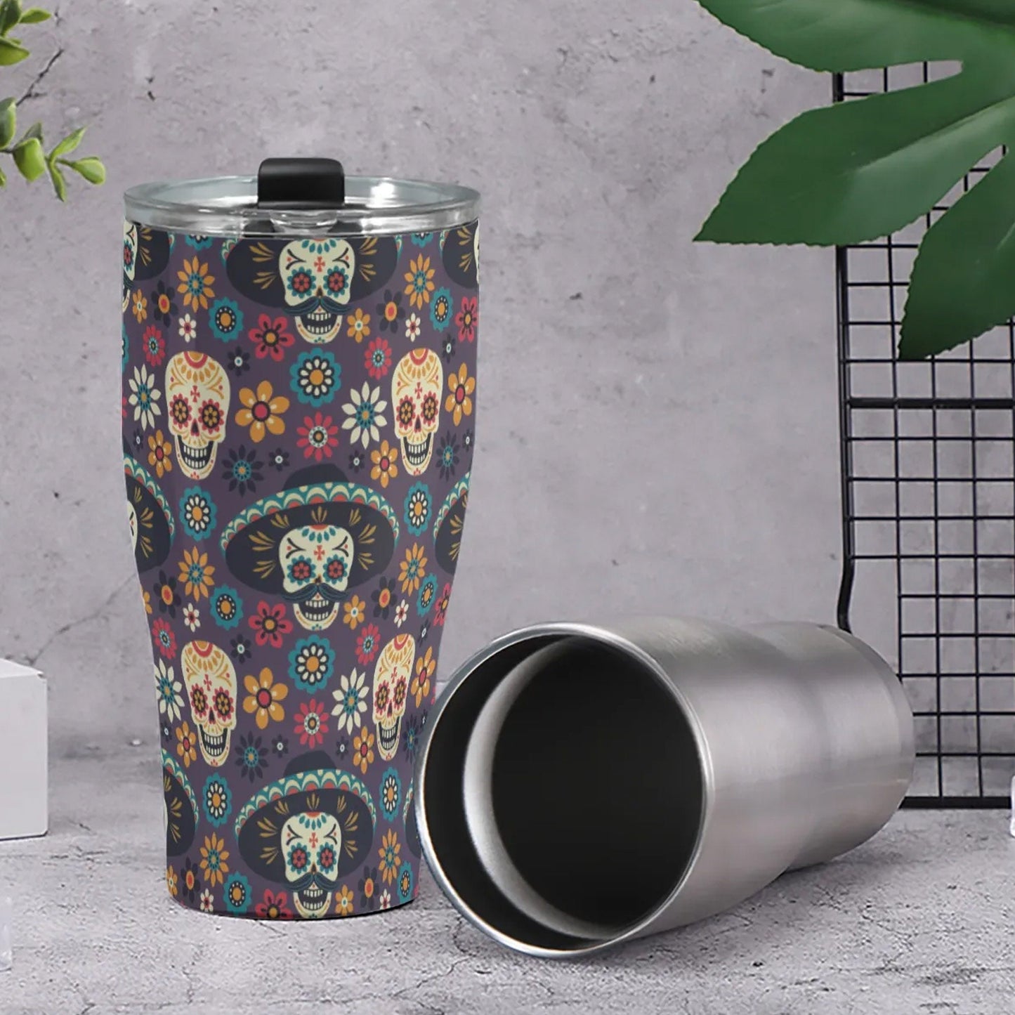 Sugar skull girl jumbo Mug, candy skull beer mug, calaveras skull freezer Mug, floral sugar skull cup, dia de los muertos skull tumblr mug