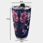 Flower skull travel mug, flower skull coffee mug, goth travel mug, skull beer mug, biker skull freezer Mug, halloween freezer Mug, christmas