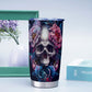 Flower skull travel mug, flower skull coffee mug, goth travel mug, skull beer mug, biker skull freezer Mug, halloween freezer Mug, christmas