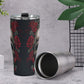 Rose skull tumbler cup mug, flower skull tumblr, horror tumbler, christmas skull coffee mug, gothic skull tumblr, biker skull cup, flame cup