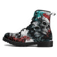 Death skull unisex boots, rose skull waterproof shoes, christmas skull men women shoes, skull in fire winter shoes horror shoes gothic boots