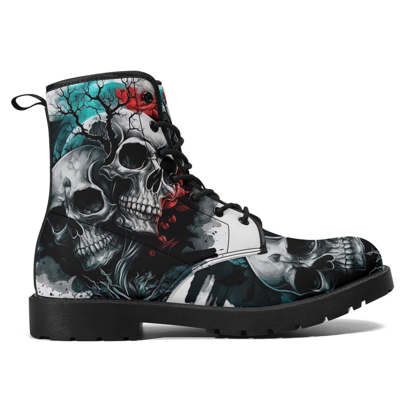 Death skull unisex boots, rose skull waterproof shoes, christmas skull men women shoes, skull in fire winter shoes horror shoes gothic boots