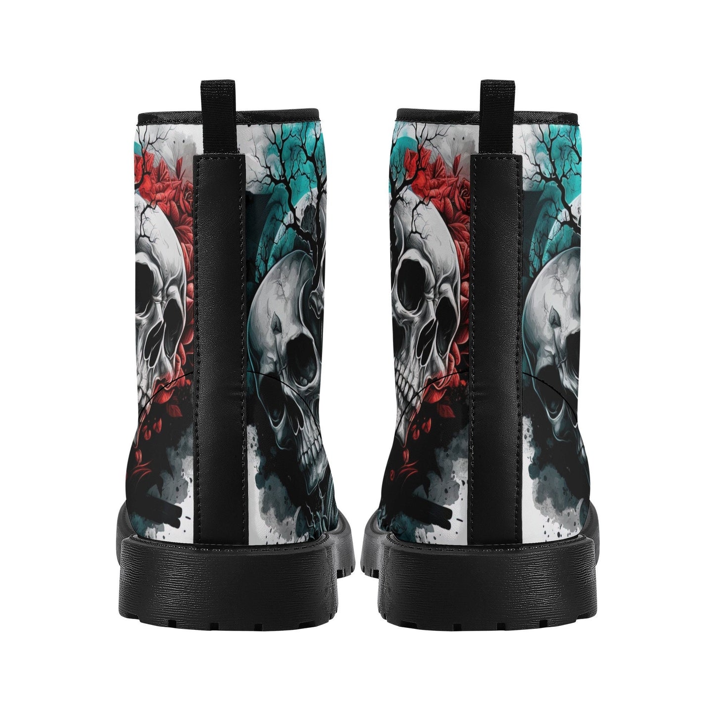 Death skull unisex boots, rose skull waterproof shoes, christmas skull men women shoes, skull in fire winter shoes horror shoes gothic boots