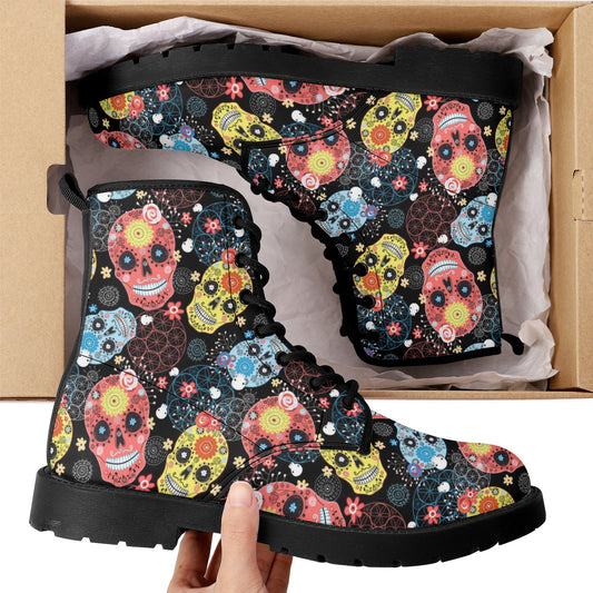Mexico boots, floral skull unisex boots, cinco de mayo skull men women boots, floral sugar skull men women shoes, floral sugar skull boots