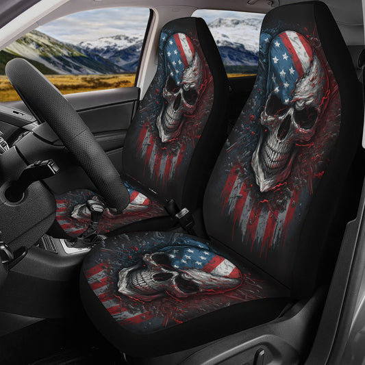 Flag skull cover cushion accessories for Cars, halloween rug mat for car evil car seat cushion covers, horror car mats skull car mats set