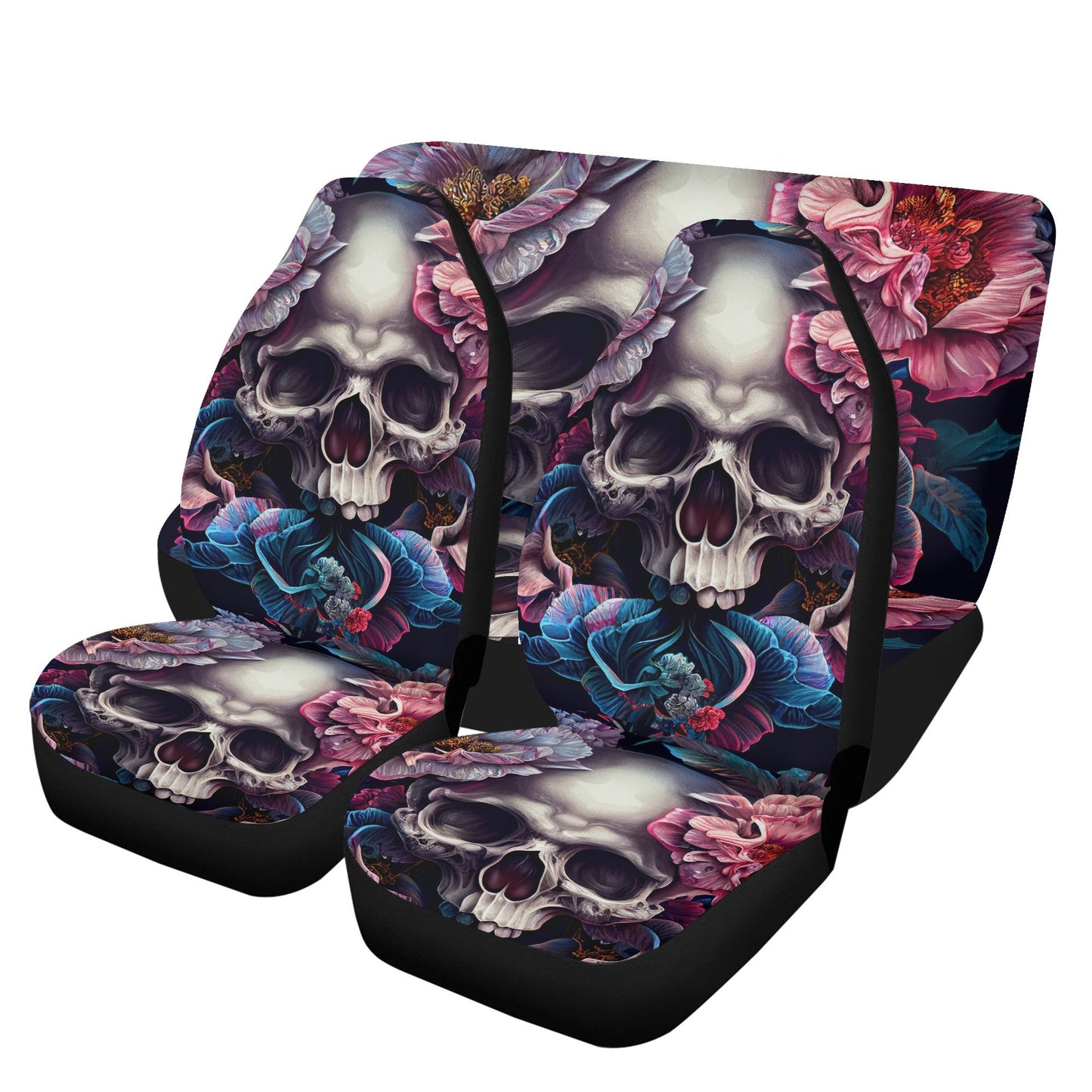 Floral skull car seat , candy skull car rug, floral skull mat for vehicles, mexico seat cover protector, calaveras skull car seat cover mats
