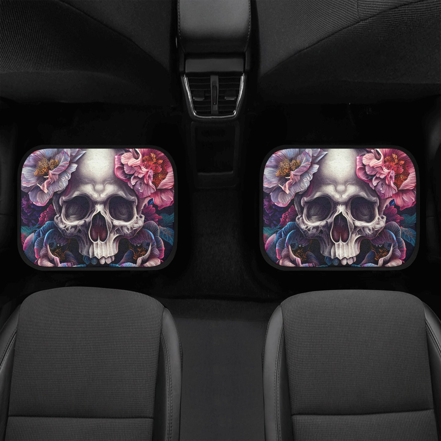 Floral skull car seat , candy skull car rug, floral skull mat for vehicles, mexico seat cover protector, calaveras skull car seat cover mats