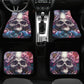 Floral skull car seat , candy skull car rug, floral skull mat for vehicles, mexico seat cover protector, calaveras skull car seat cover mats