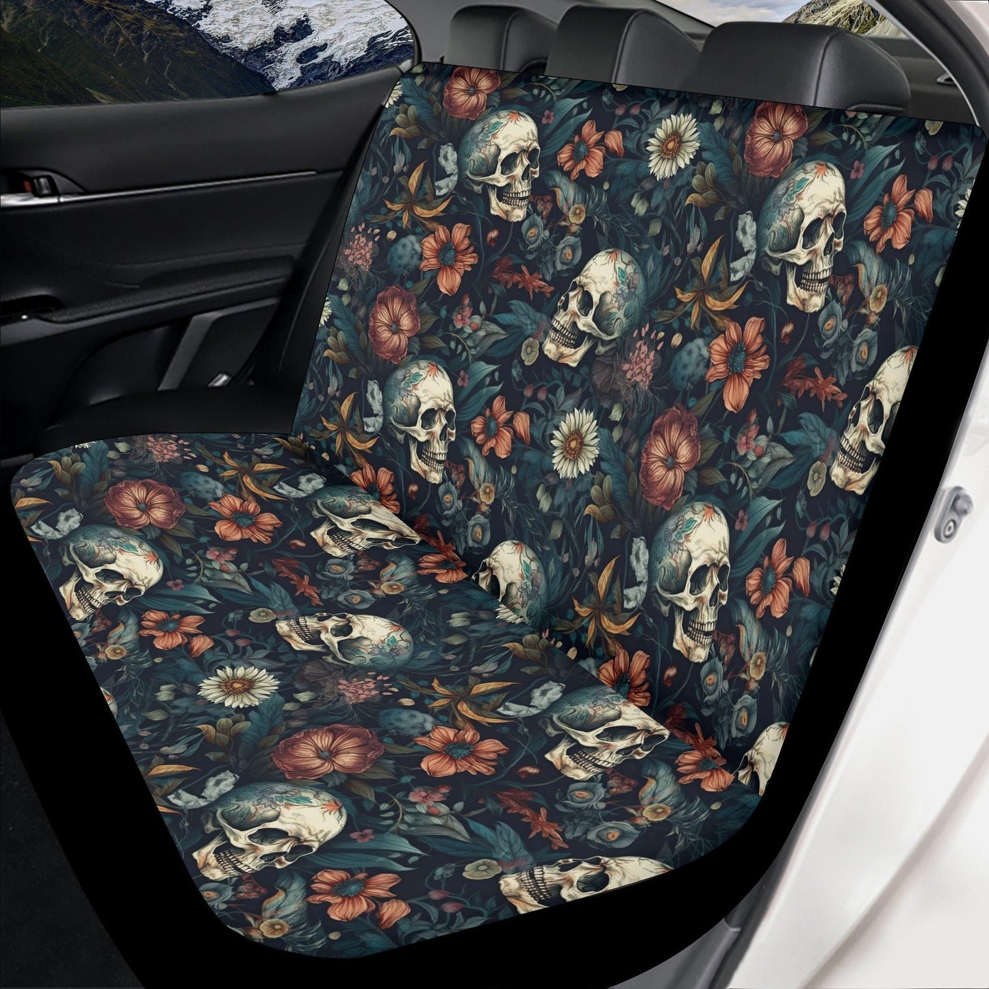 Gothic rose skull car seat protector cover, evil floor mat for car, flame skull car seat protector cover grim reaper car seat protector mats