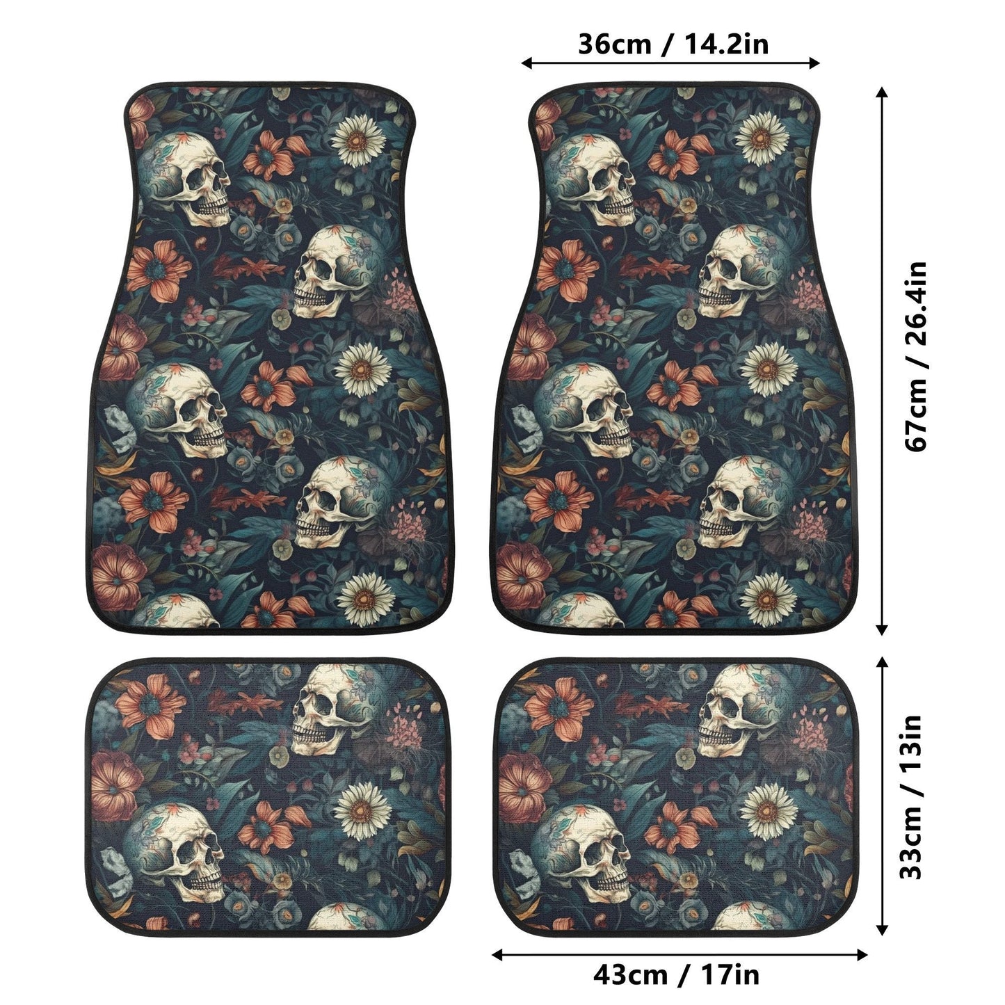 Gothic rose skull car seat protector cover, evil floor mat for car, flame skull car seat protector cover grim reaper car seat protector mats