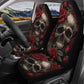 Rose skull rug for car, skull in fire front and back car seat covers, death skull car mat, skull seat cover protector, skull car seat covers