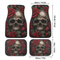Rose skull rug for car, skull in fire front and back car seat covers, death skull car mat, skull seat cover protector, skull car seat covers