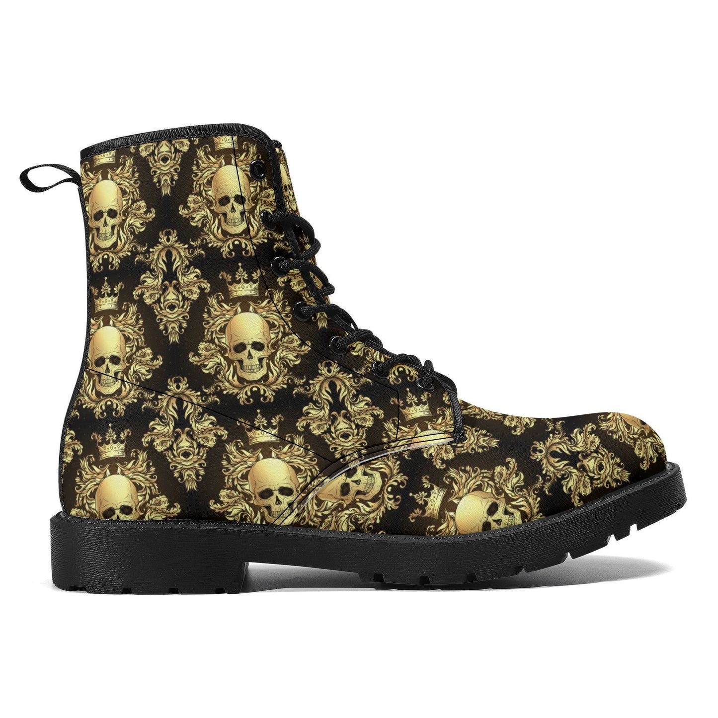 Skeleton boots for men women, floral skull waterproof Lace Up Anti-Slip platform nooties, grim reaper waterproof Lace Up Anti-Slip platform