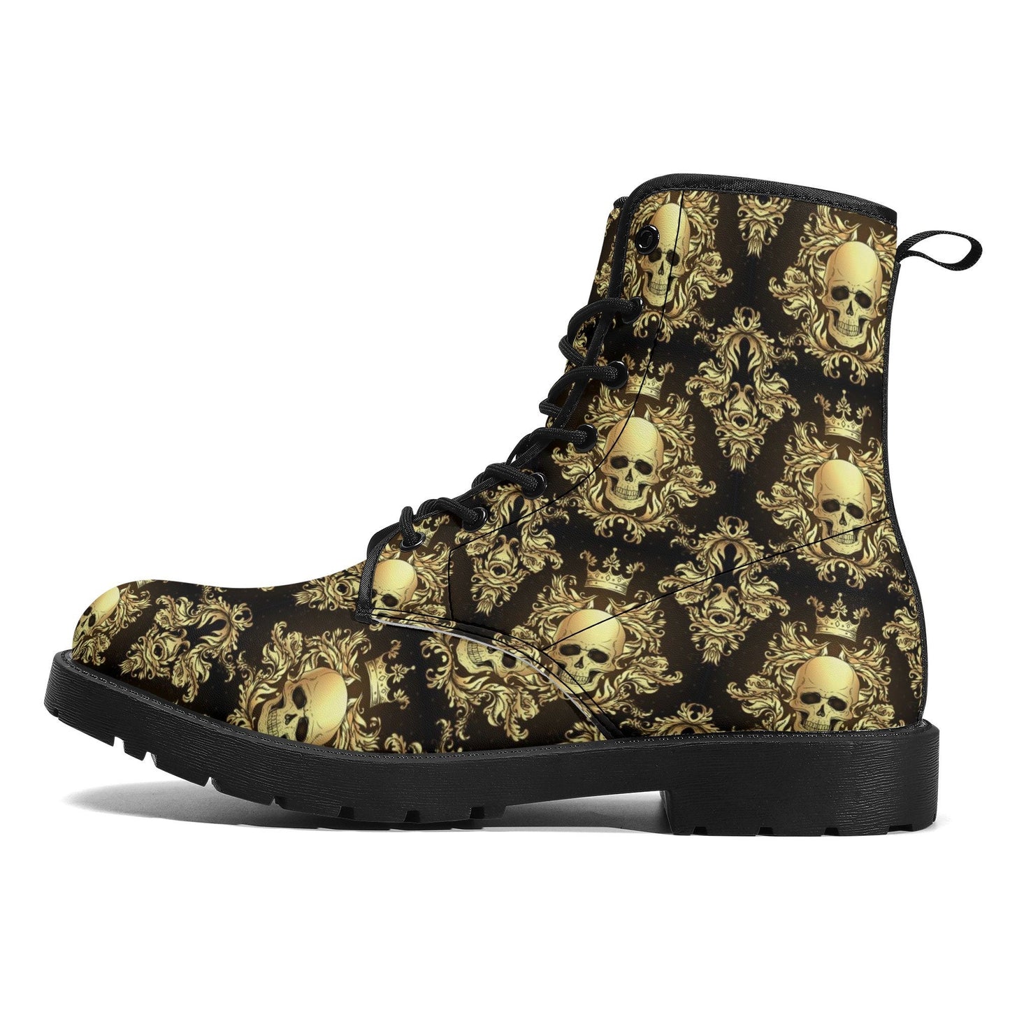 Skeleton boots for men women, floral skull waterproof Lace Up Anti-Slip platform nooties, grim reaper waterproof Lace Up Anti-Slip platform