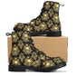 Skeleton boots for men women, floral skull waterproof Lace Up Anti-Slip platform nooties, grim reaper waterproof Lace Up Anti-Slip platform
