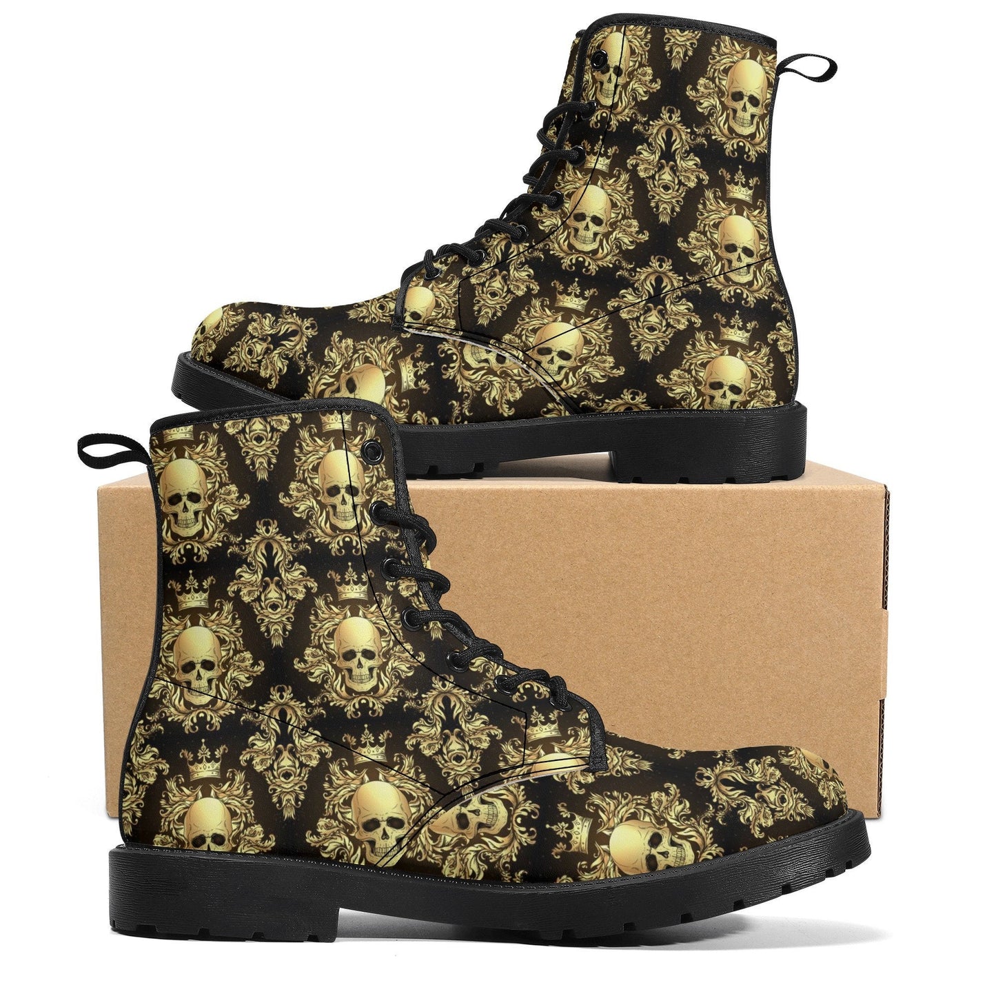 Skeleton boots for men women, floral skull waterproof Lace Up Anti-Slip platform nooties, grim reaper waterproof Lace Up Anti-Slip platform