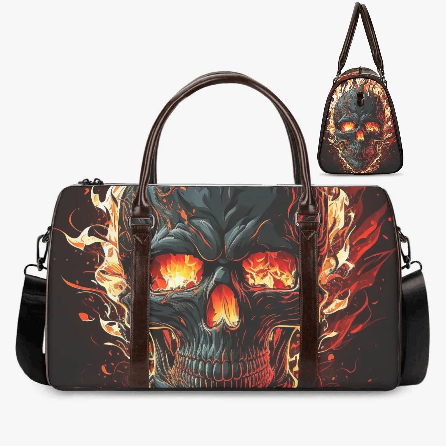 Skull in fire monogrammed bag, skull in fire Carry On Bag, punisher skull Hospital Bag flaming skull duffel bag floral skull monogrammed bag