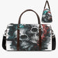 Gothic skull Carry on Weekender Overnight Bag, punisher skull monogrammed bag, floral skull Carry On Bag, punisher skull shoulder travel bag