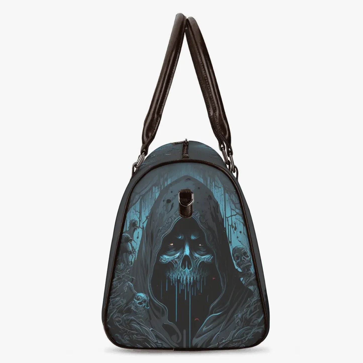 Reaper skull Overnight Bag, skull in fire Vacation Holidays Travel Bag, goth monogrammed bag, halloween Carry on Weekender Overnight Bags
