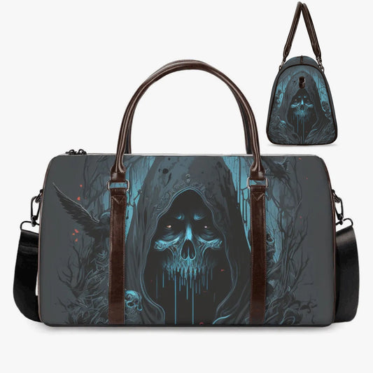 Reaper skull Overnight Bag, skull in fire Vacation Holidays Travel Bag, goth monogrammed bag, halloween Carry on Weekender Overnight Bags