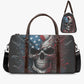 Gothic skull large travel bag, flame skull Vacation Holidays Travel Bag, motorcycle skull Carry On Bag, evil monogrammed bag biker skull bag