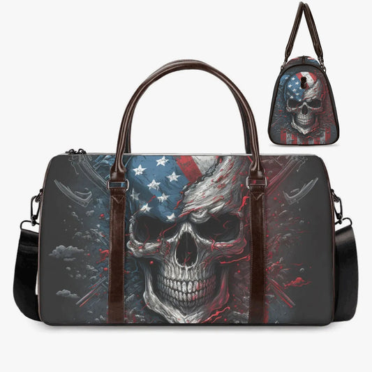 Gothic skull large travel bag, flame skull Vacation Holidays Travel Bag, motorcycle skull Carry On Bag, evil monogrammed bag biker skull bag