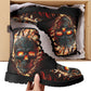 Punisher skull unisex shoes, flaming skull waterproof boot, flower skull men women boots, horror men women boots, gothic skull combat boots,