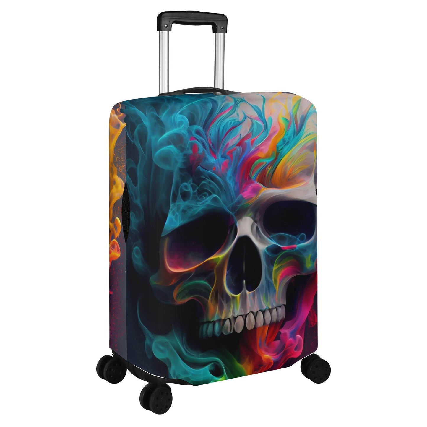 Horror suitcase, christmas skull luggage protector, horror travel bag cover, rose skull travel bag cover, skull in fire suitcase protector