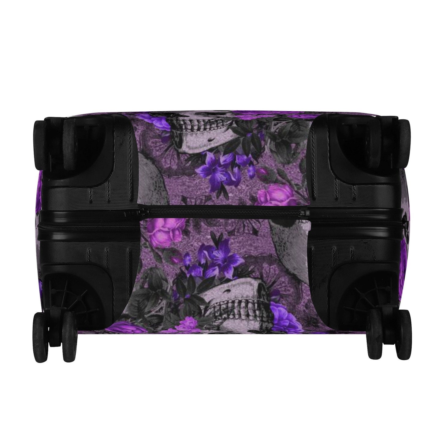 Flower skull suitcase tag, goth travel bag cover, flaming skull suitcase tag, floral skull luggage, rose skull suitcase protector covers