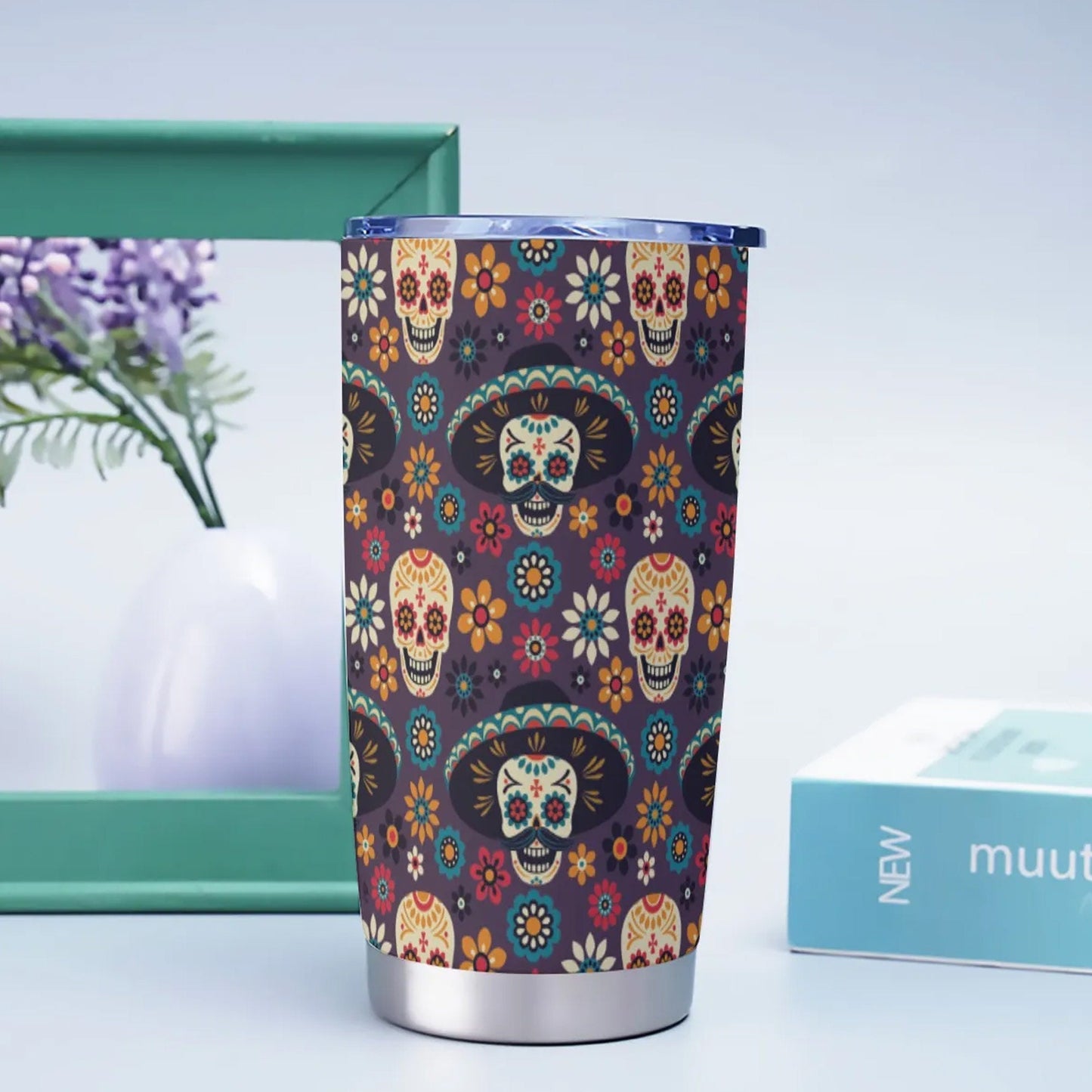 Sugar skull girl jumbo Mug, candy skull beer mug, calaveras skull freezer Mug, floral sugar skull cup, dia de los muertos skull tumblr mug