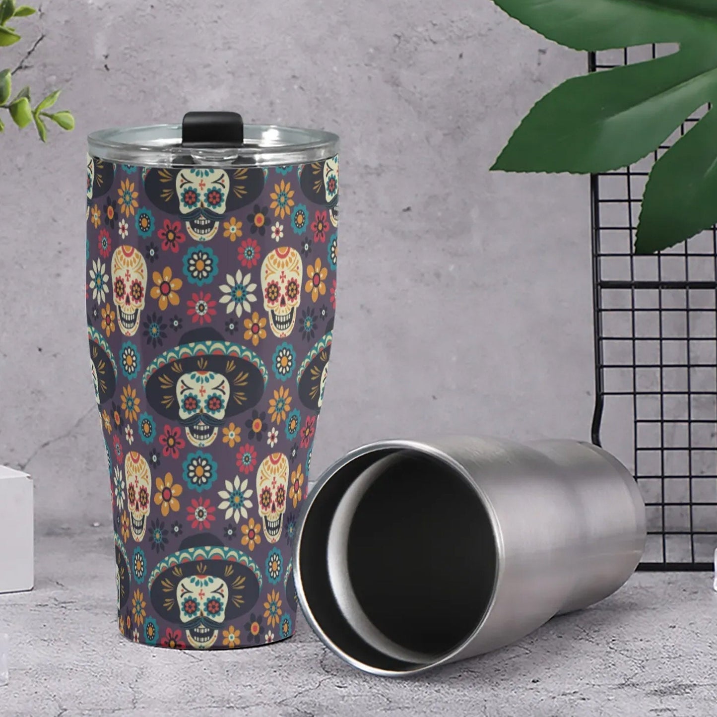 Sugar skull girl jumbo Mug, candy skull beer mug, calaveras skull freezer Mug, floral sugar skull cup, dia de los muertos skull tumblr mug